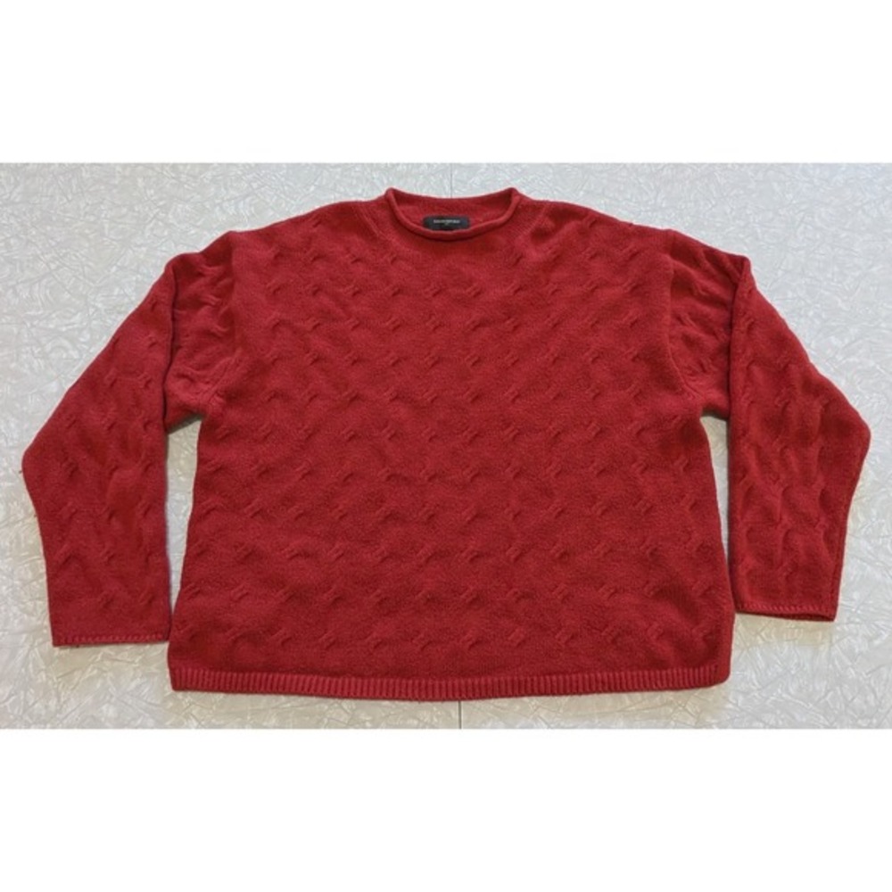 Banana Republic Women's Medium Red Cable Knit Heavy Weight Sweater Cotton Blend